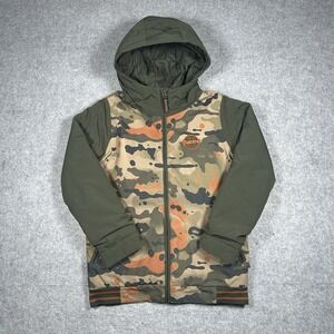 Burton Snowboarding Jacket Youth 12y Size Large Camo Green Full Zip Hooded